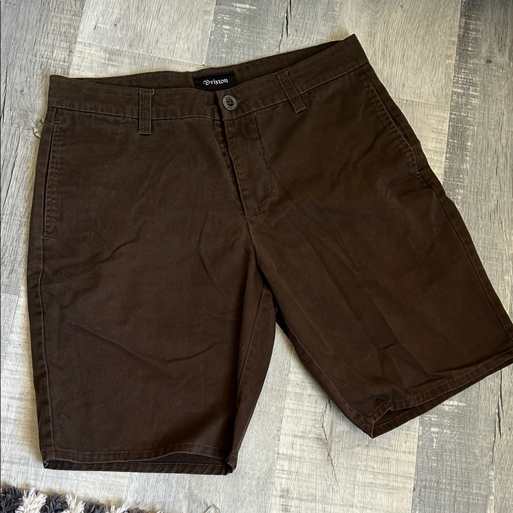 Brixton Dark Brown Flat Front Shorts